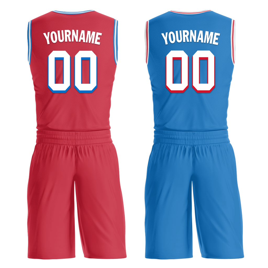 Custom Red Blue Classic Style Reversible Basketball Uniform Personalized Ordinary BBJR-D017022