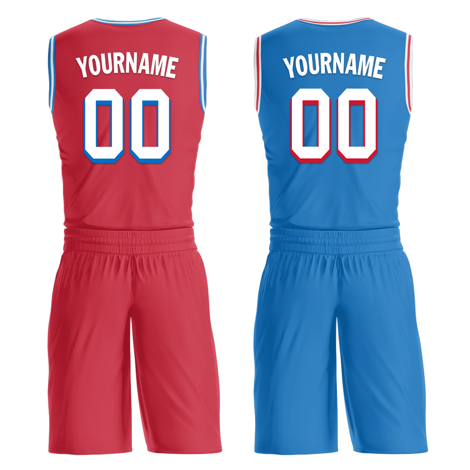 Custom Red Blue Classic Style Reversible Basketball Uniform Personalized Ordinary BBJR-D017022