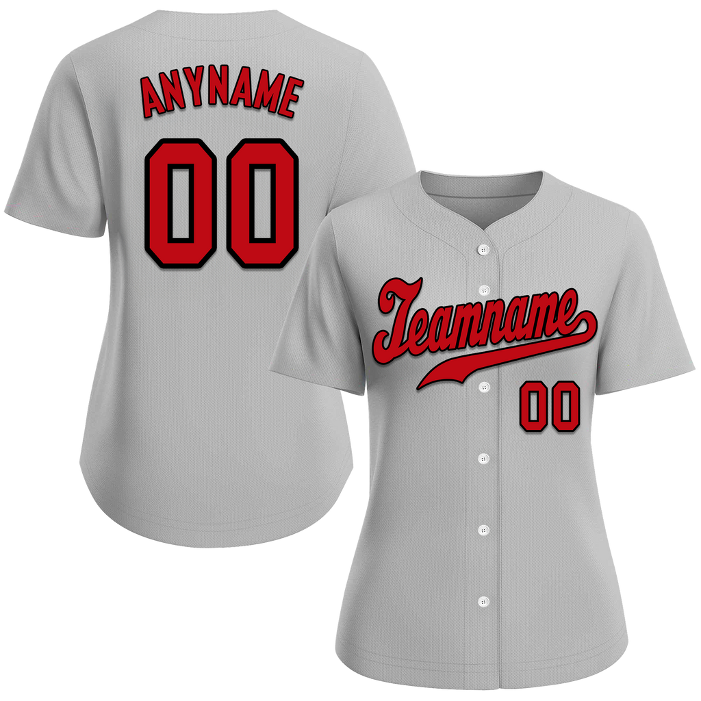 Custom Grey Classic Style Red Personalized Authentic Baseball Jersey BSBJ01-bd0fae0