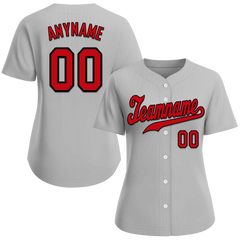 Custom Grey Classic Style Red Personalized Authentic Baseball Jersey BSBJ01-bd0fae0