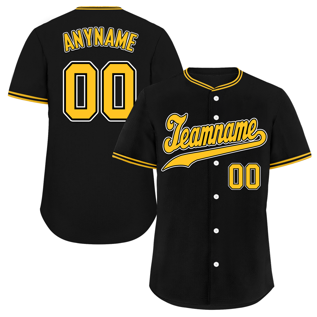 Custom Black Classic Style Yellow Personalized Authentic Baseball Jersey BSBJ01-bd0fad7