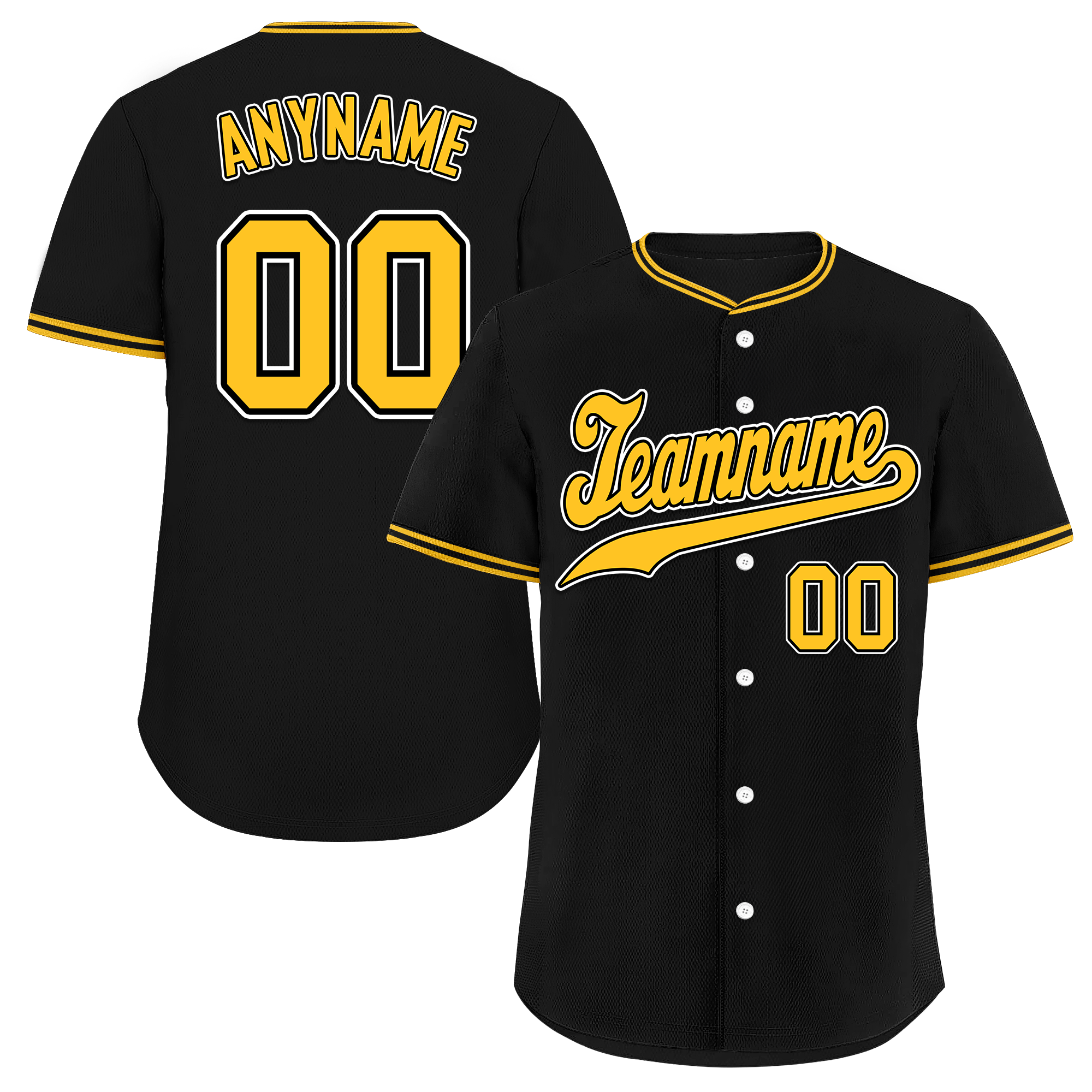 Custom Black Classic Style Yellow Personalized Authentic Baseball Jersey BSBJ01-bd0fad7