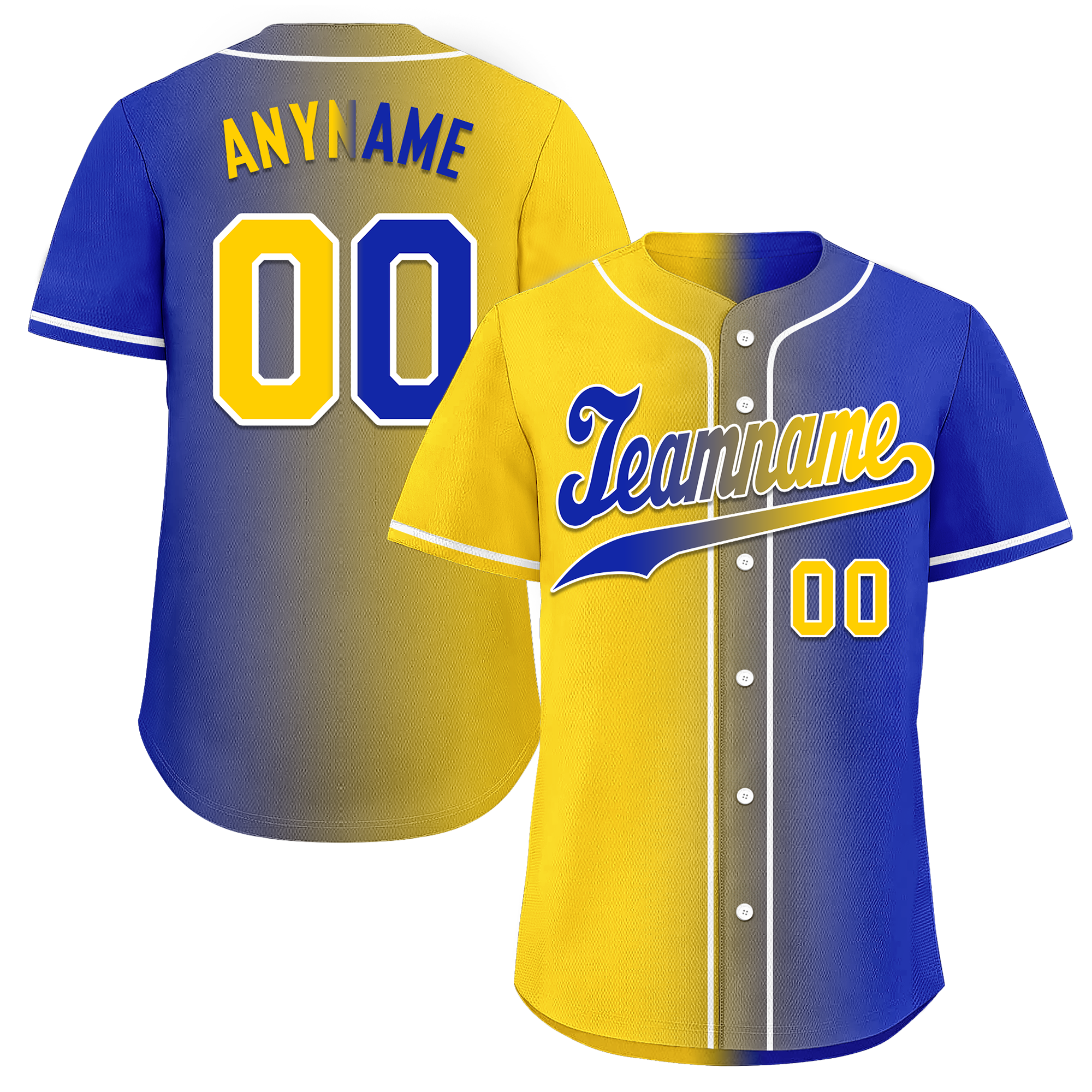 Custom Yellow Blue Gradient Fashion Personalized Authentic Baseball Jersey BSBJ01-D0a7098