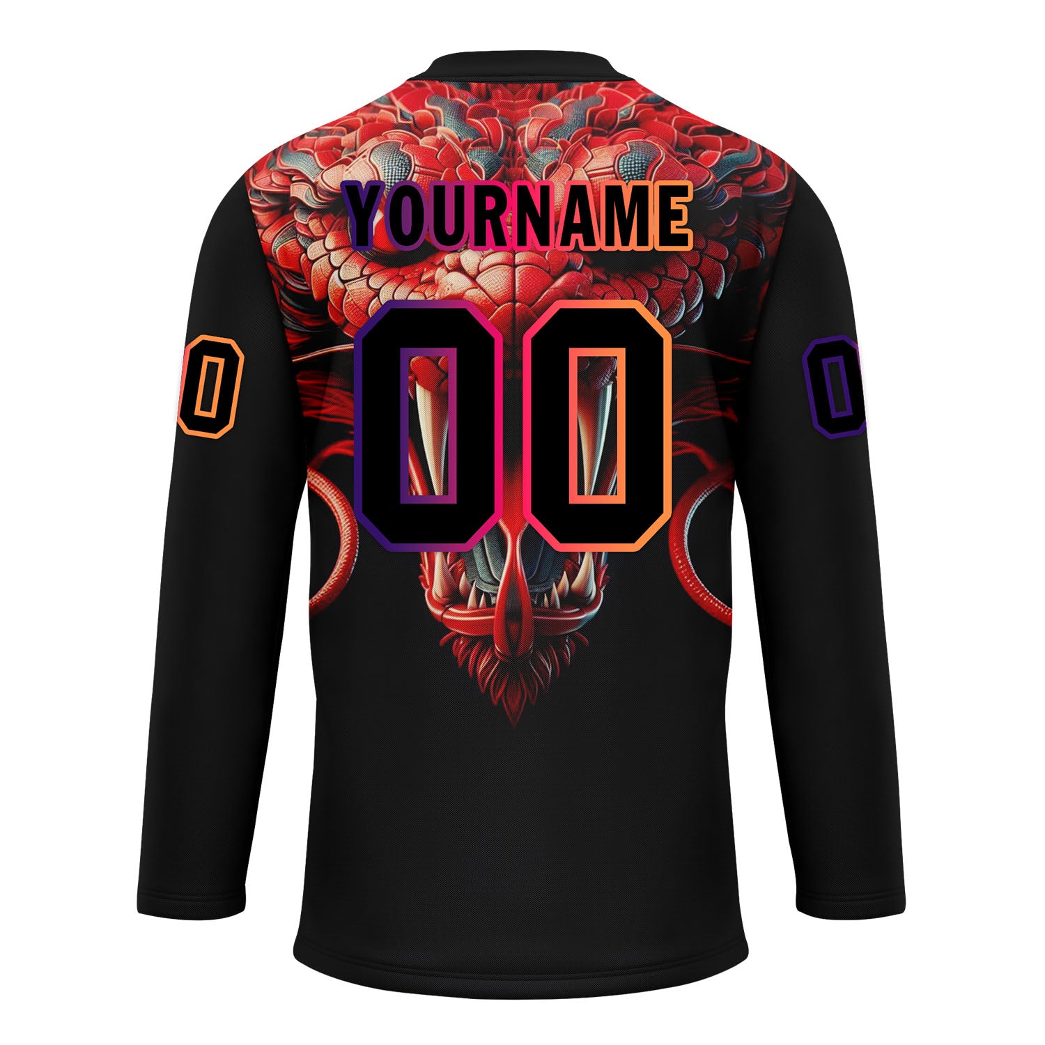 Custom Black Red Purple Orange Gothic Personalized Hockey Jersey HCKJ01-E0601-06
