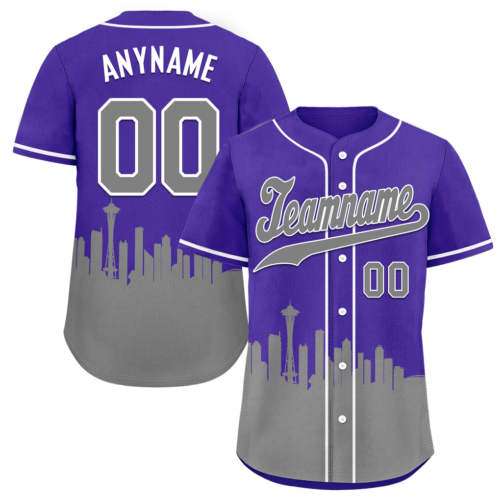 Custom Purple Gray City Edition Personalized Authentic Baseball Jersey BSBJ01-D017130