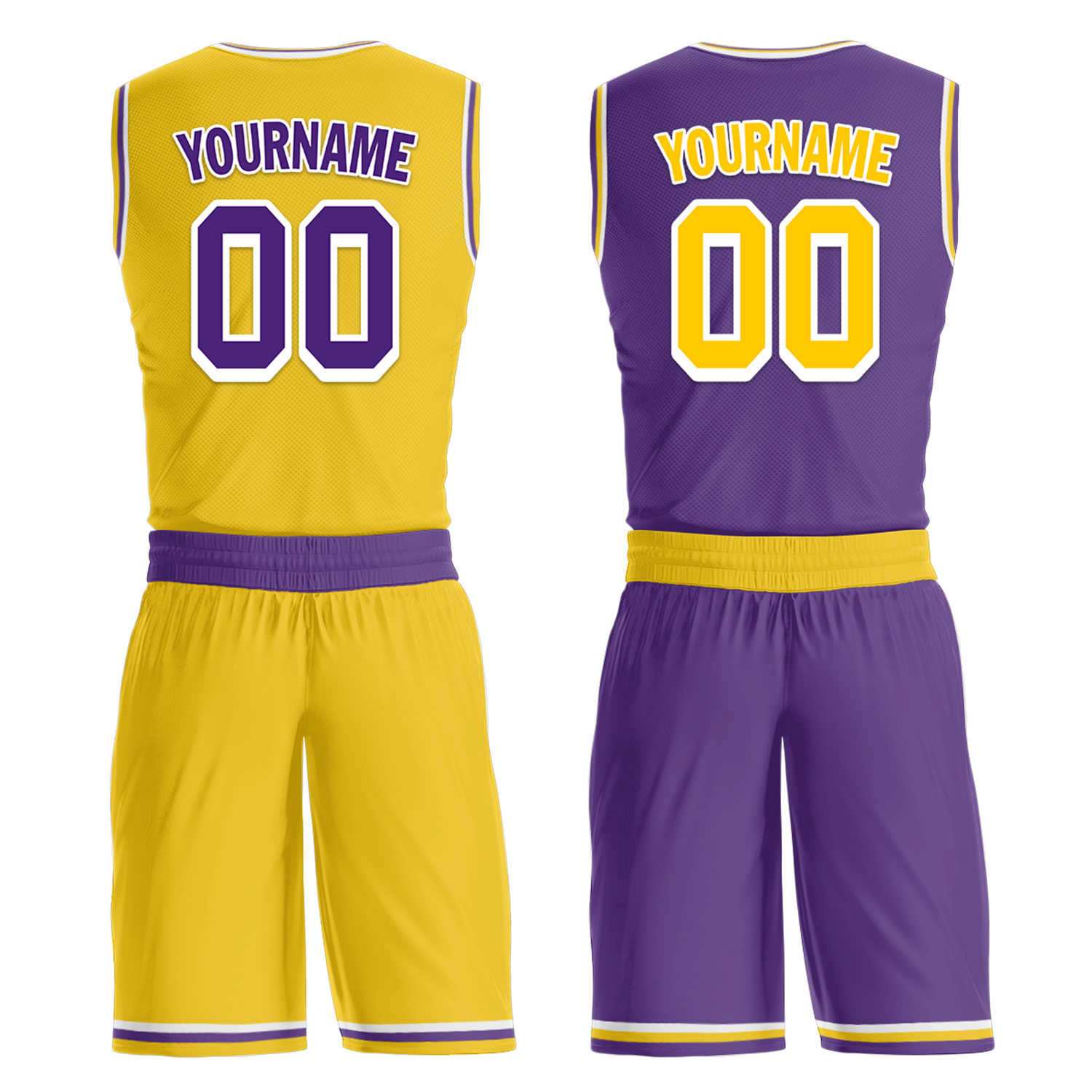 Custom Yellow Purple Classic Style Reversible Basketball Uniform Personalized Ordinary BBJR-D017034