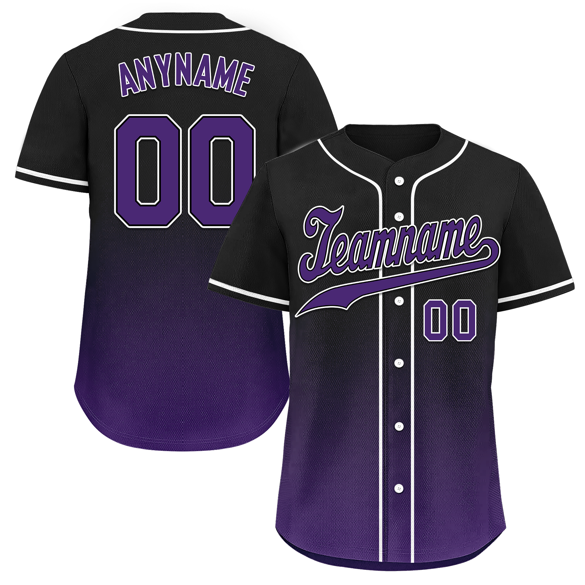 Custom Black Purple Fade Fashion Personalized Authentic Baseball Jersey BSBJ01-D0a70d0