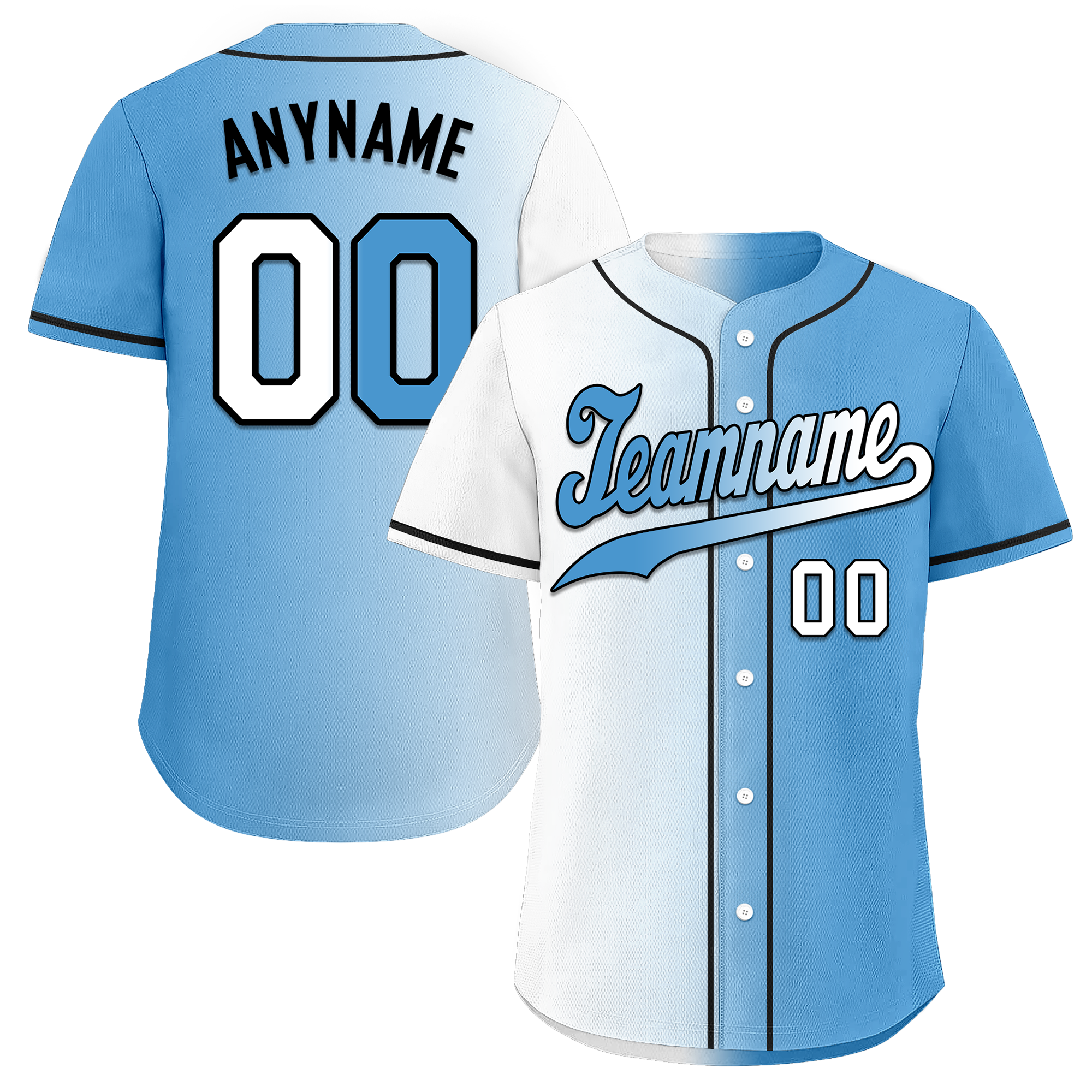 Custom White Blue Gradient Fashion Personalized Authentic Baseball Jersey BSBJ01-D0a7aaa