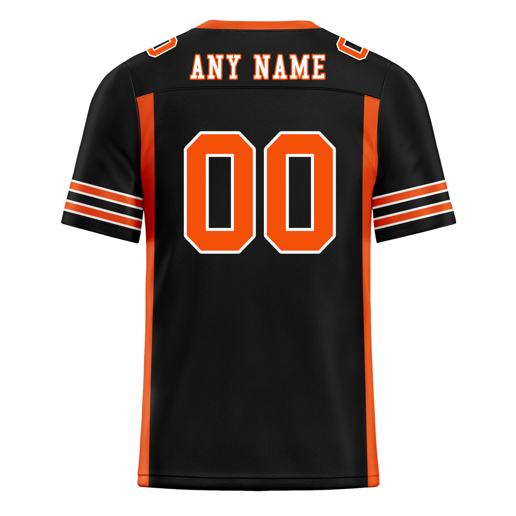 Custom Black Orange Striped Sleeves Personalized Authentic Football Jersey FBJ02-D06045