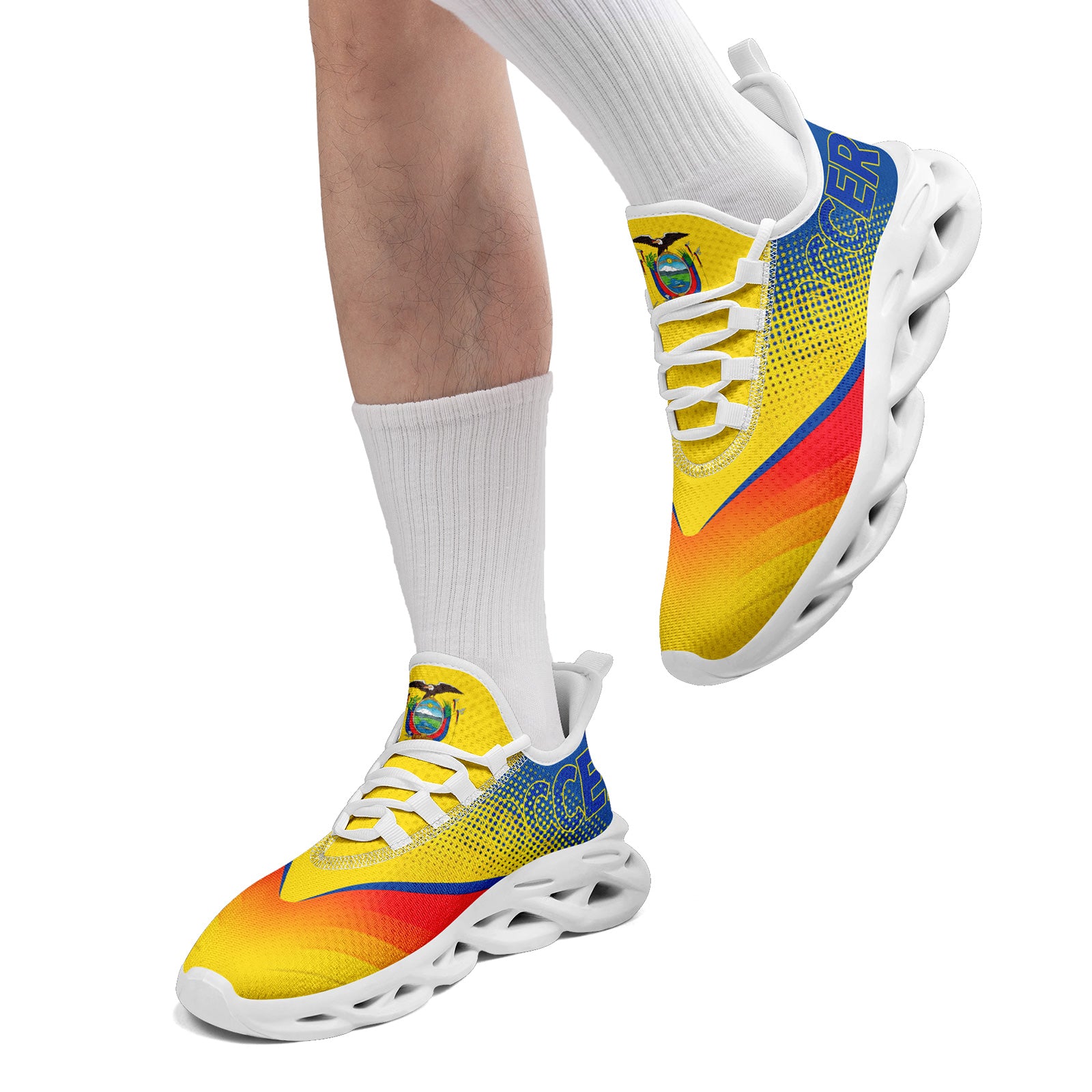 Custom Ecuador 2026 World Cup Sneakers DIY Country Flag Running Shoes Lightweight Sport Shoes Gift for Football Fans Personalized Team Name and Logo FN003-F009077-3