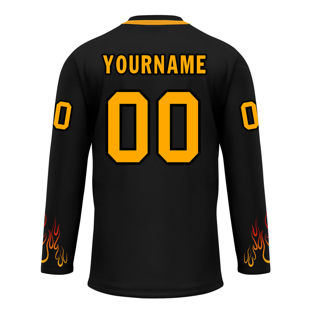 Custom Black Orange Gothic Personalized Hockey Jersey HCKJ01-E0601-02