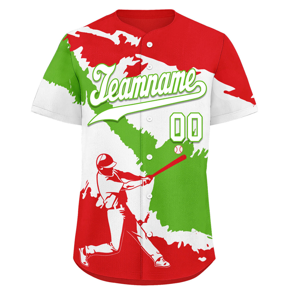 Custom Fire Red White Green Peruvian Flag Personalized Authentic Baseball Jersey BSBJ01-E06022-8