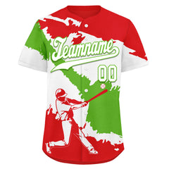 Custom Fire Red White Green Peruvian Flag Personalized Authentic Baseball Jersey BSBJ01-E06022-8