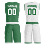 Custom Green White Classic Style Reversible Basketball Uniform Personalized COOLMAX BBJR-D017001