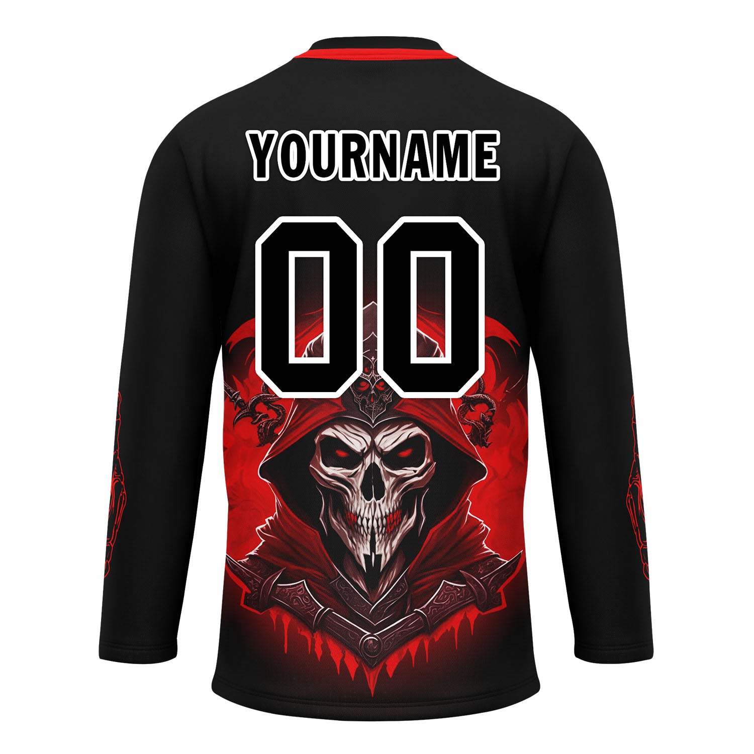 Custom Black Red Gothic Personalized Hockey Jersey HCKJ01-E0601-08