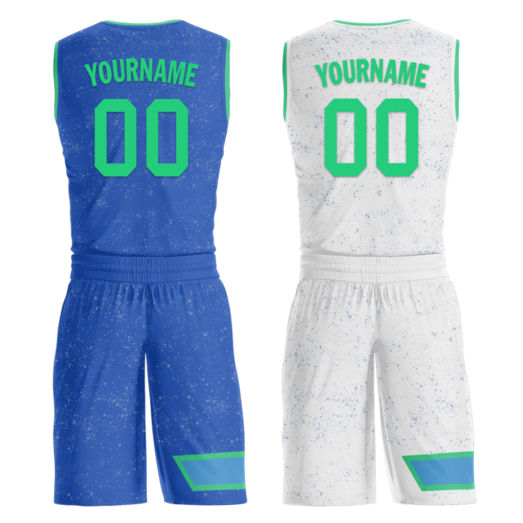 Custom Blue White Classic Style Reversible Basketball Uniform Personalized Ordinary BBJR-D017009