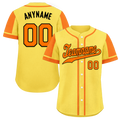 Custom Yellow Orange Raglan Sleeves Personalized Authentic Baseball Jersey BSBJ01-D017204