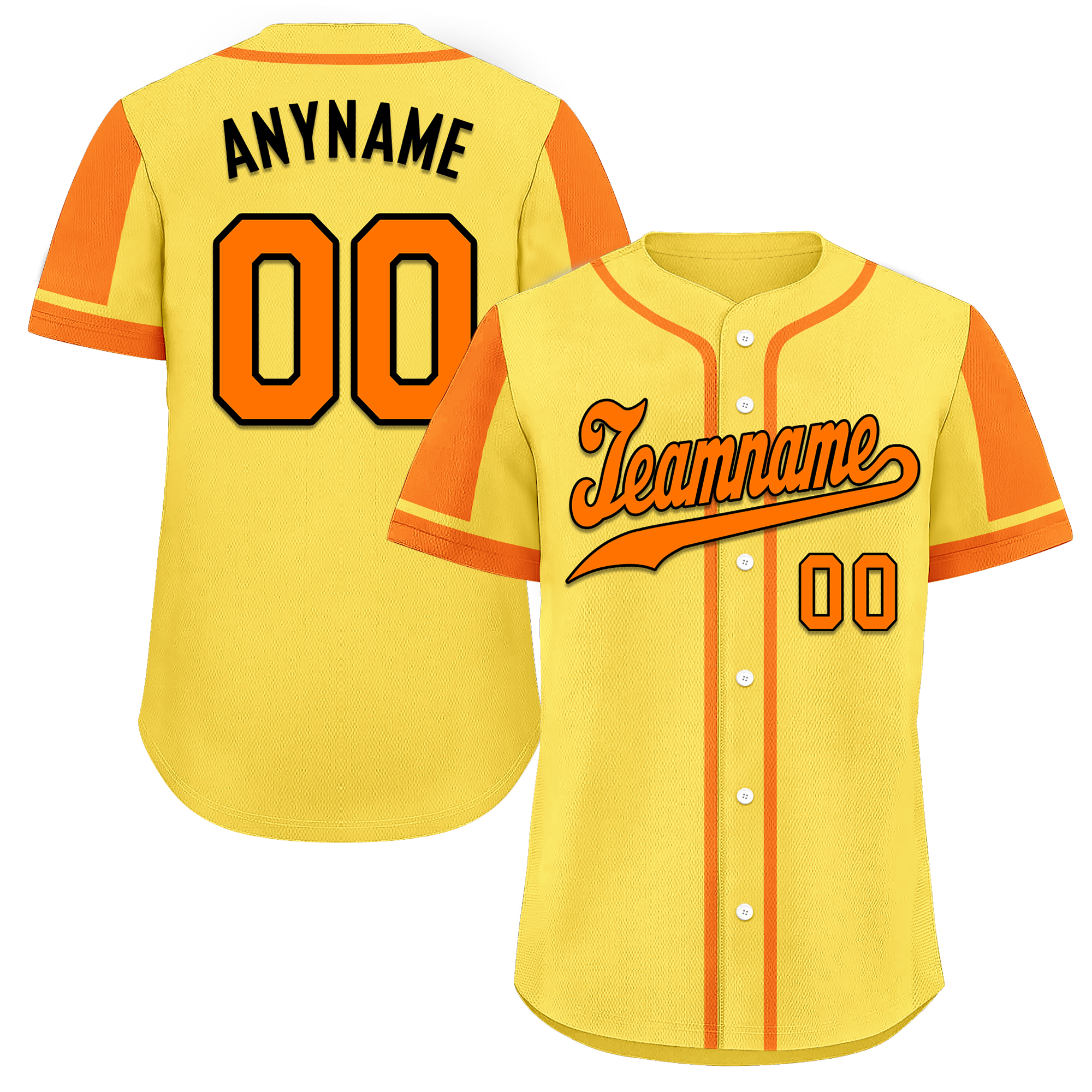 Custom Yellow Orange Raglan Sleeves Personalized Authentic Baseball Jersey BSBJ01-D017204