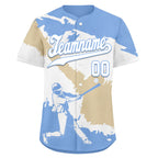 Custom Light Blue White Cream Argentina Flag Personalized Authentic Baseball Jersey BSBJ01-E06022-6