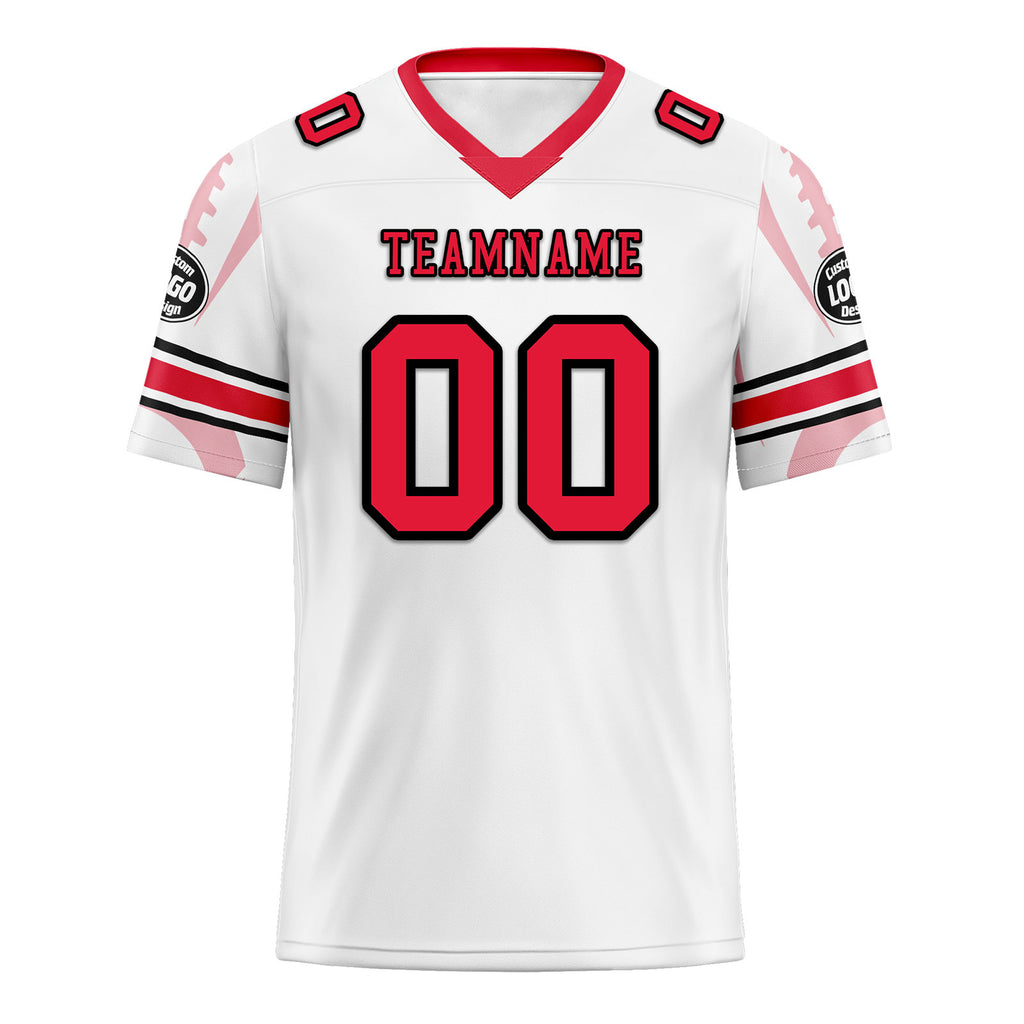 Custom White Red Kansas City Football Jersey and Sports Shoes Combo Offer Personalized Combo ZH-D025008-18