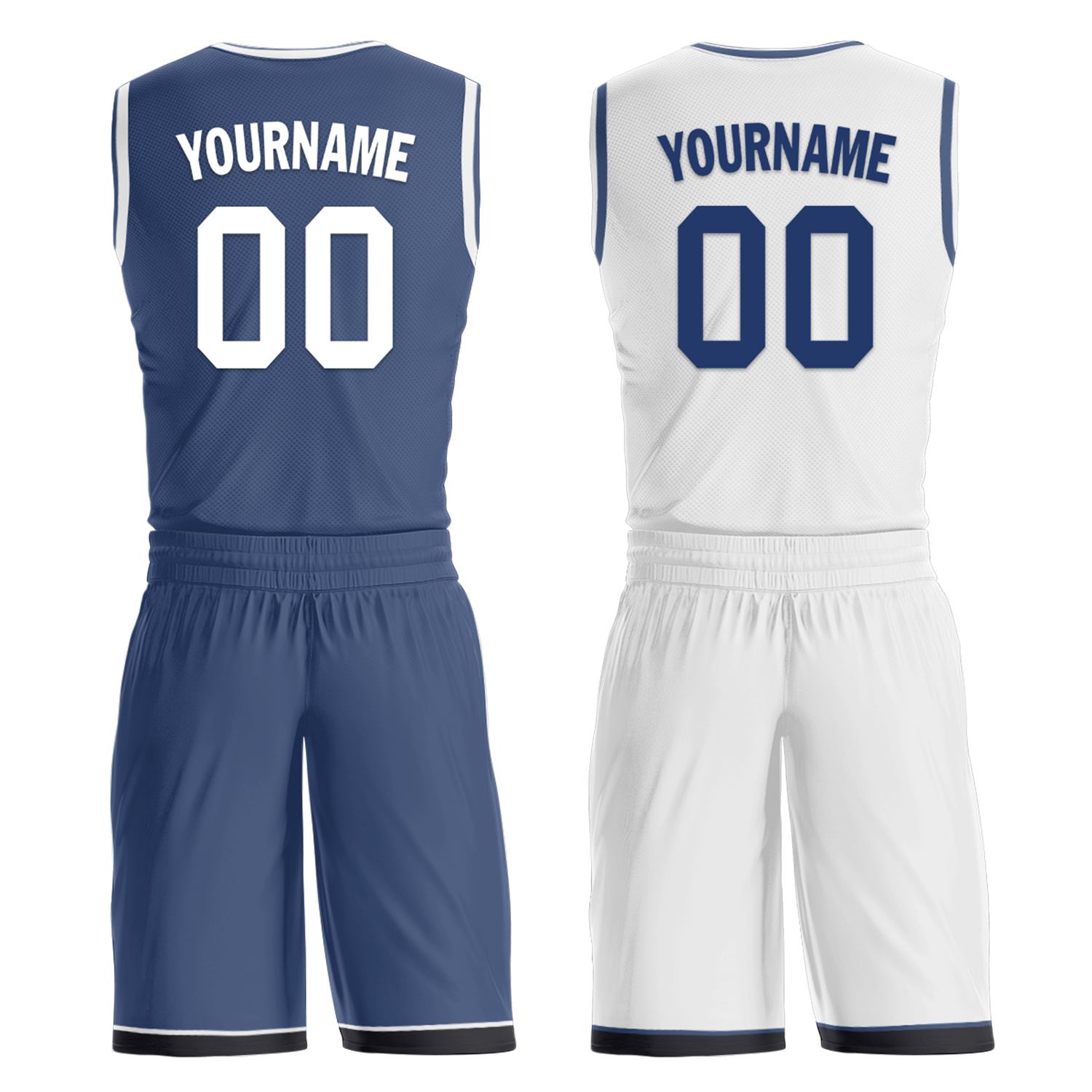 Custom Blue White Classic Style Reversible Basketball Uniform Personalized Ordinary BBJR-D017053