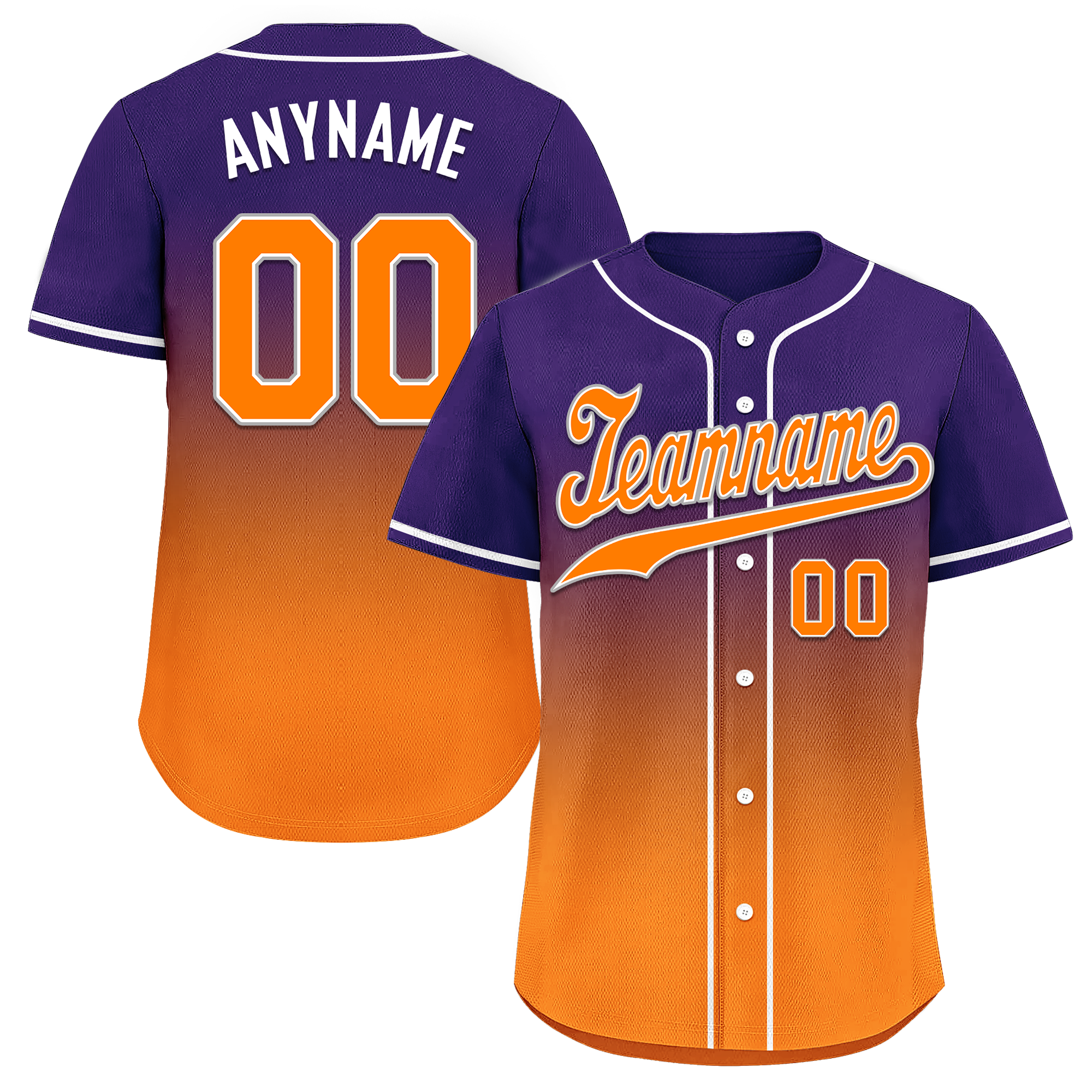 Custom Purple Orange Fade Fashion Personalized Authentic Baseball Jersey BSBJ01-D0a70de