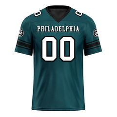 Custom Green Black Philadelphia Personalized Authentic Football Jersey FBJ02-D020256-12