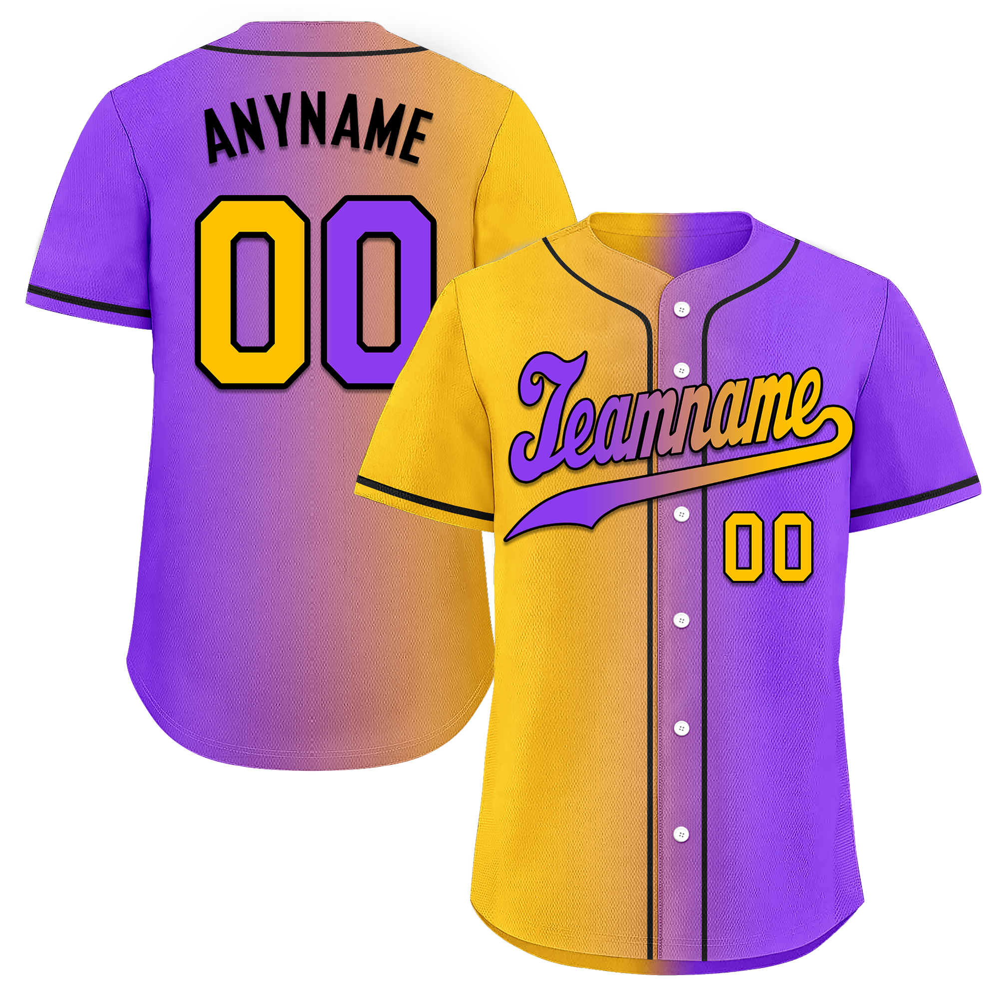 Custom Yellow Pink Gradient Fashion Personalized Authentic Baseball Jersey BSBJ01-D0a7a0a