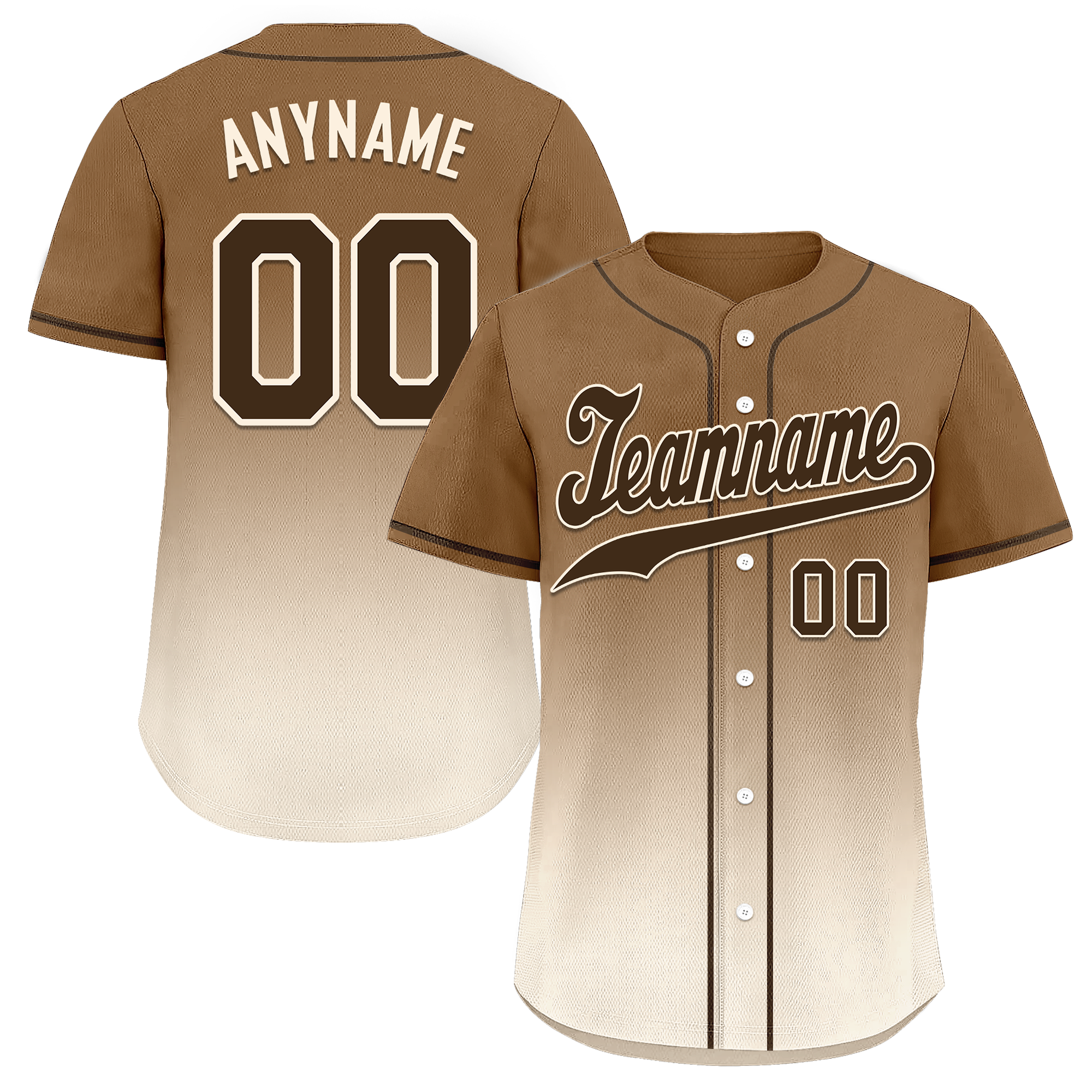 Custom Brown White Fade Fashion Personalized Authentic Baseball Jersey BSBJ01-D0a70fe
