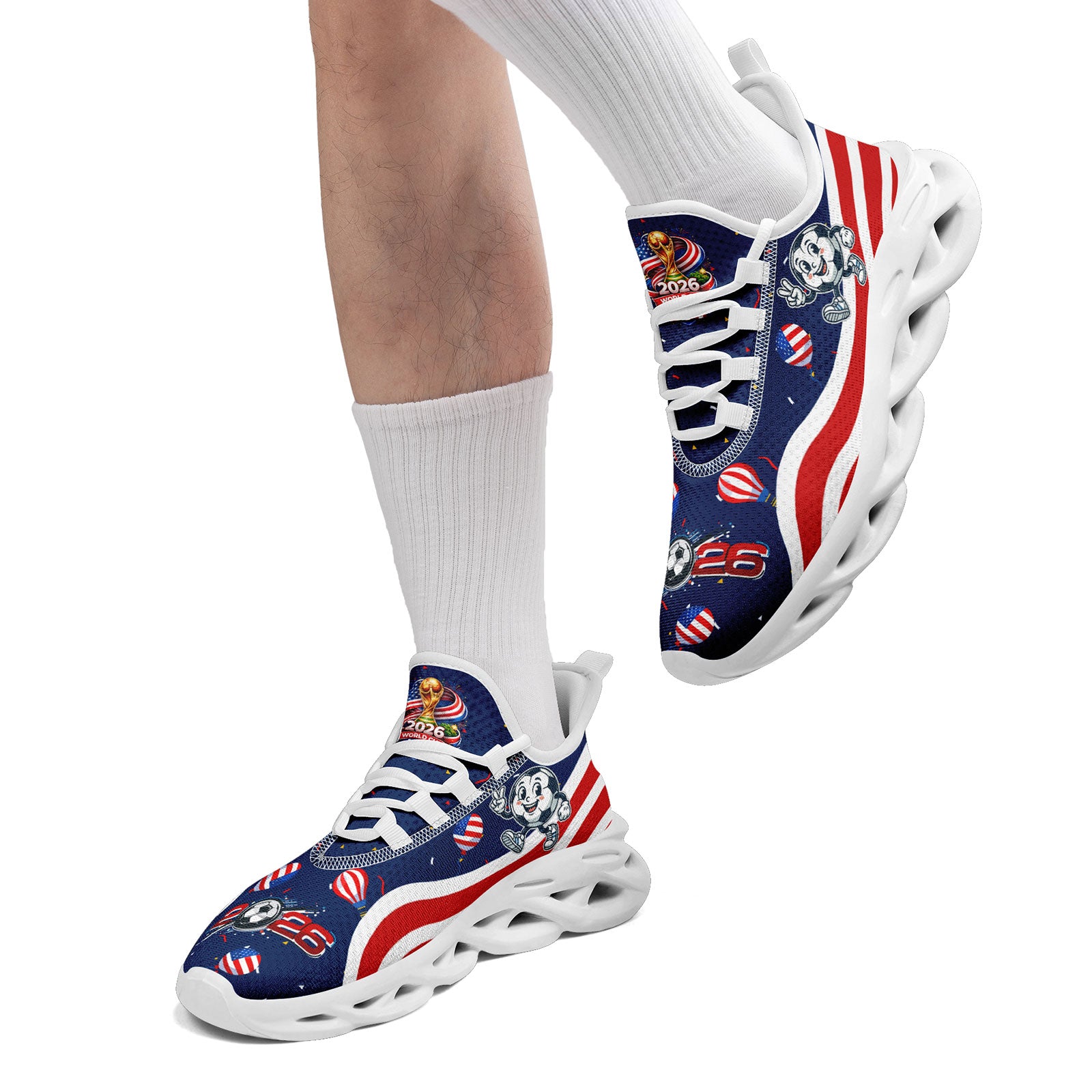 Custom United States 2026 World Cup Sneakers DIY Country Flag Running Shoes Lightweight Sport Shoes Gift for Football Fans Personalized Team Name and Logo FN003-F028035-3