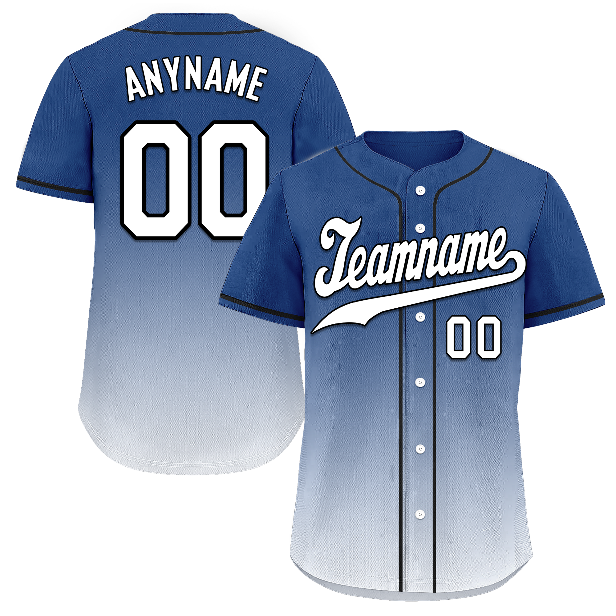 Custom Blue White Fade Fashion Personalized Authentic Baseball Jersey BSBJ01-D0a70db