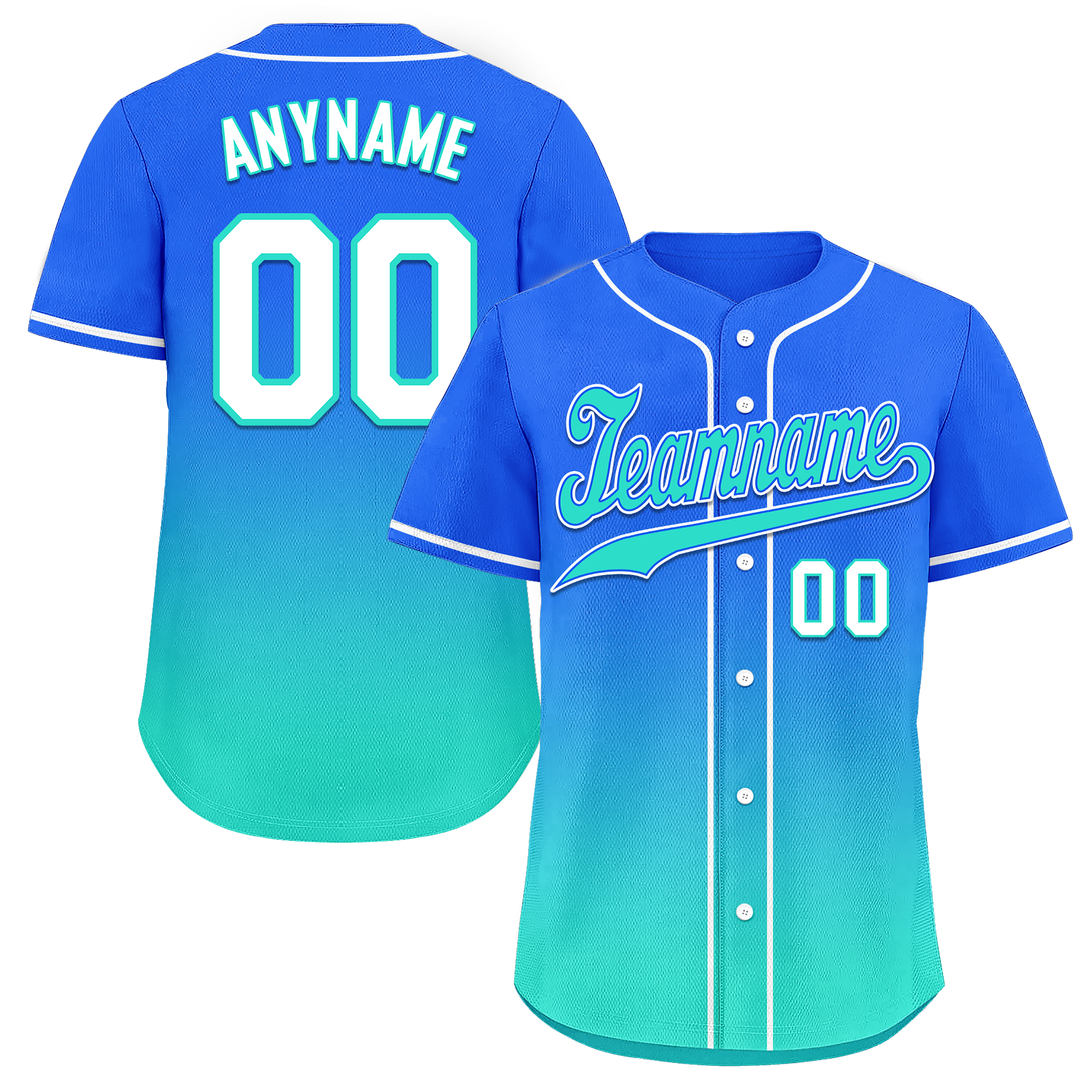 Custom Blue Cyan Fade Fashion Personalized Authentic Baseball Jersey BSBJ01-D0a70d8