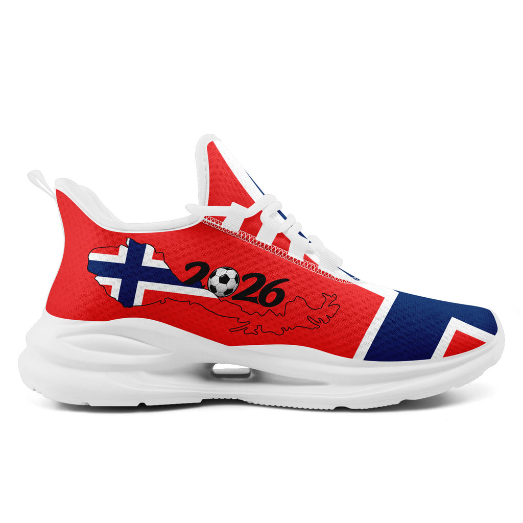 Custom 2026 World Cup Norway Sneakers DIY Country Flag Running Shoes Lightweight Sport Shoes Gift for Football Fans Personalized Team Name and Logo FN079-F027070-2
