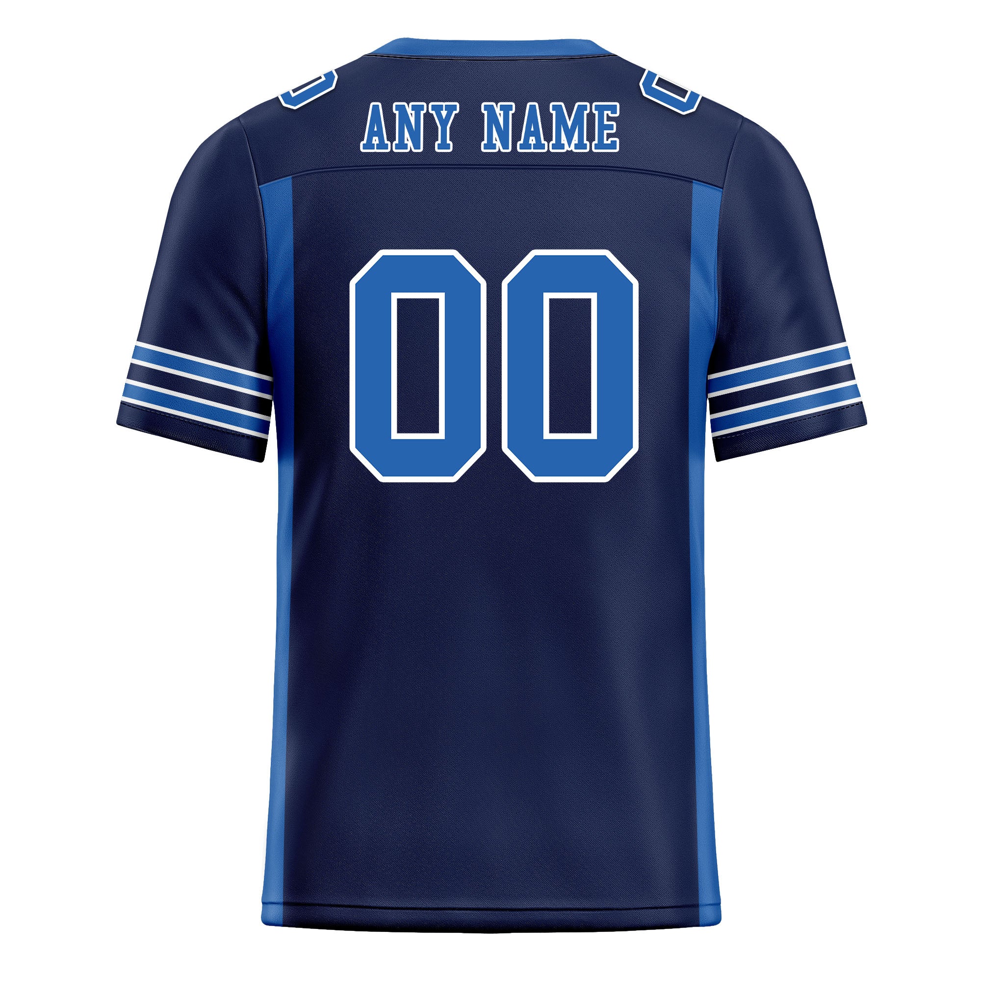 Custom Blue Striped Sleeves Personalized Authentic Football Jersey FBJ02-D06077