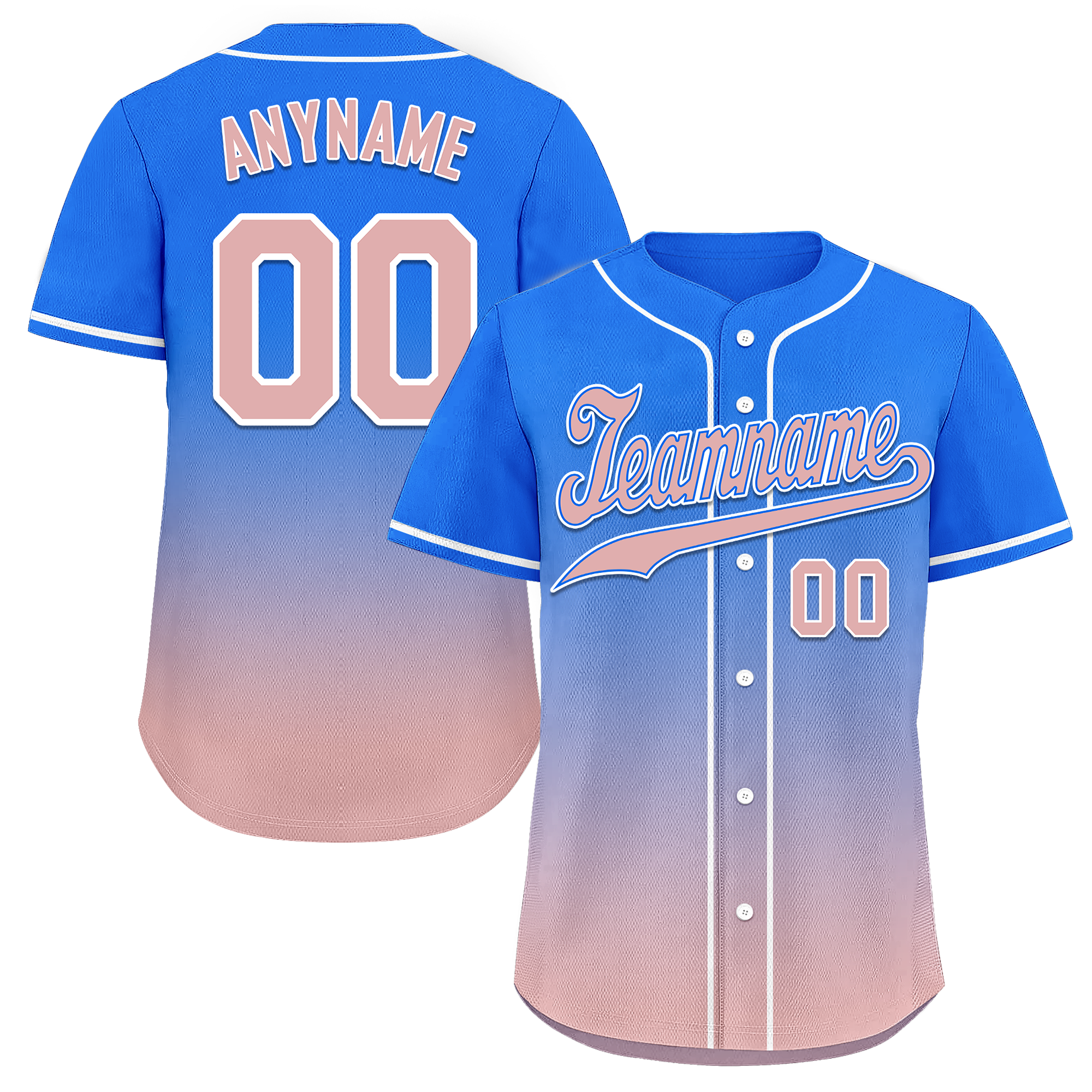 Custom Blue Pink Fade Fashion Personalized Authentic Baseball Jersey BSBJ01-D0a70e0