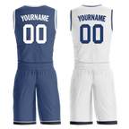 Custom Blue White Classic Style Reversible Basketball Uniform Personalized COOLMAX BBJR-D017053