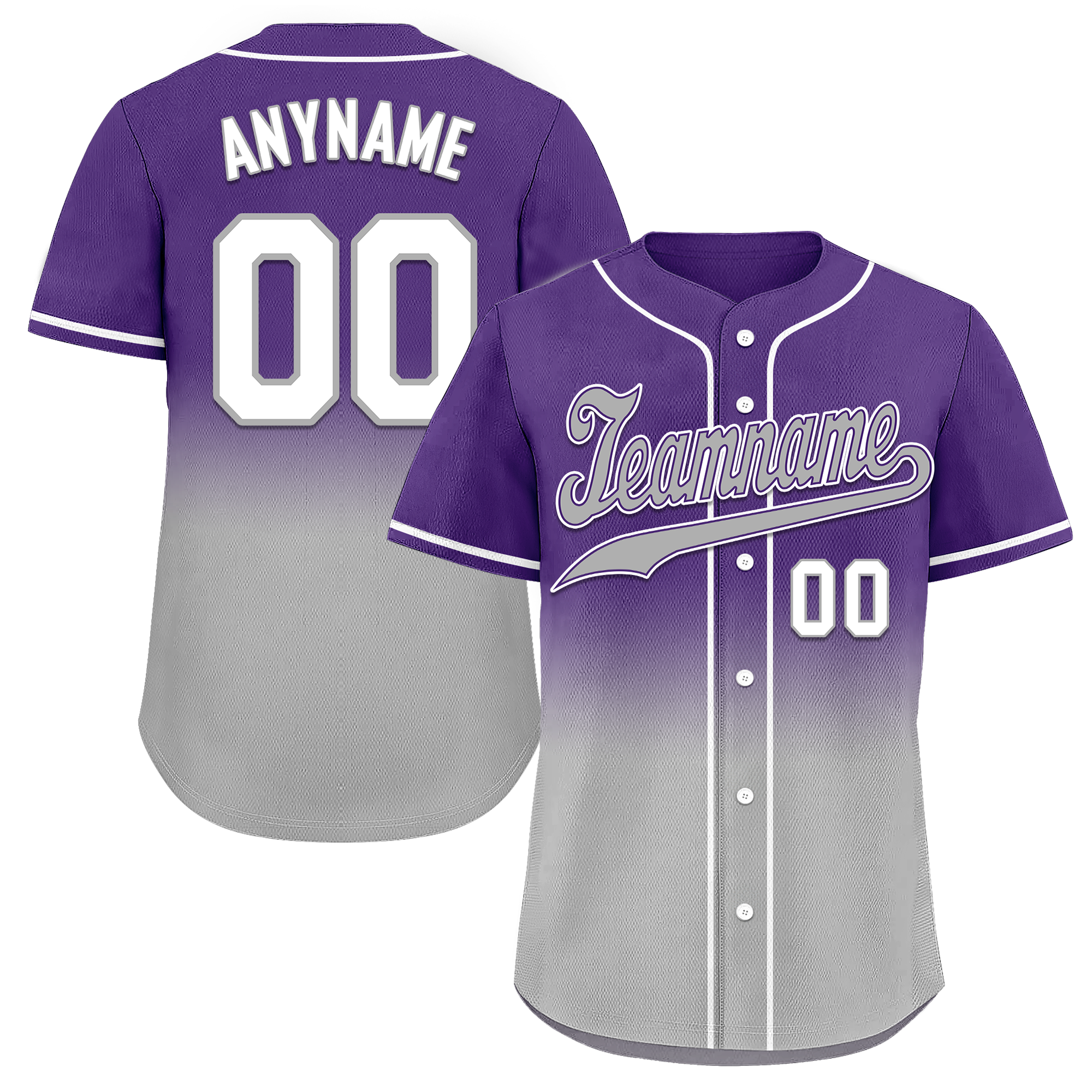 Custom Purple Grey Fade Fashion Personalized Authentic Baseball Jersey BSBJ01-D0a70cd