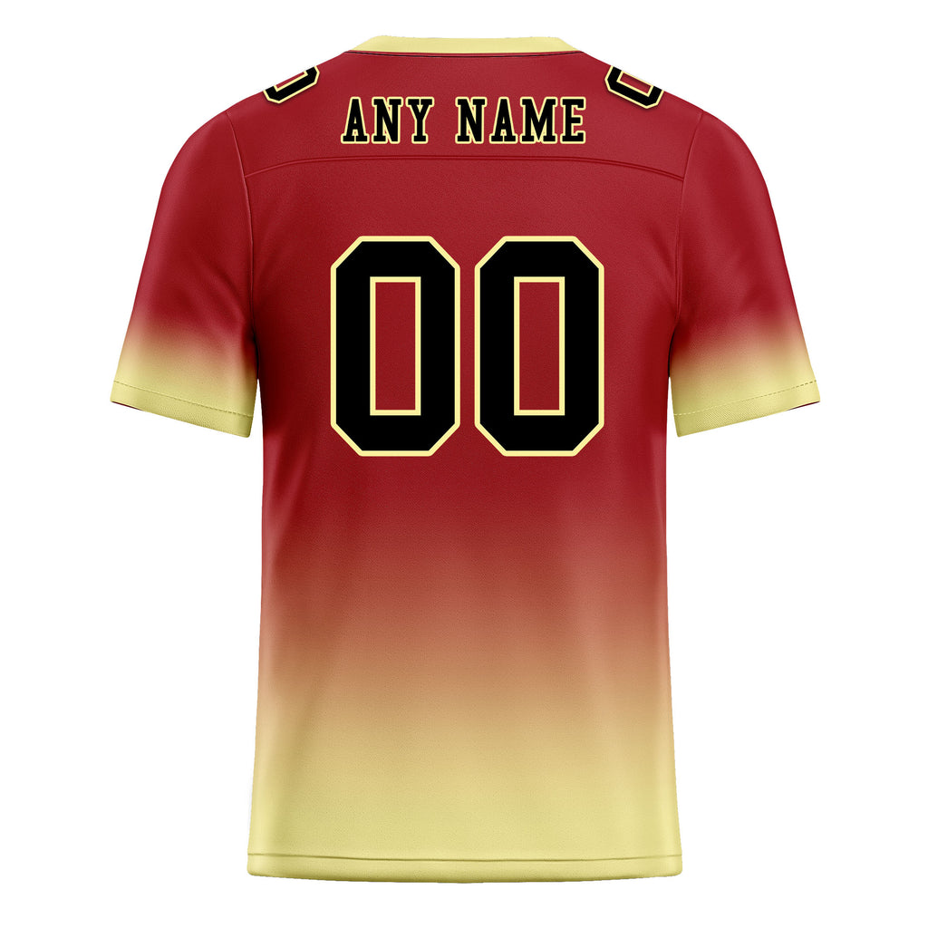 Custom Red Cream Fade Fashion Personalized Authentic Football Jersey FBJ02-D06094
