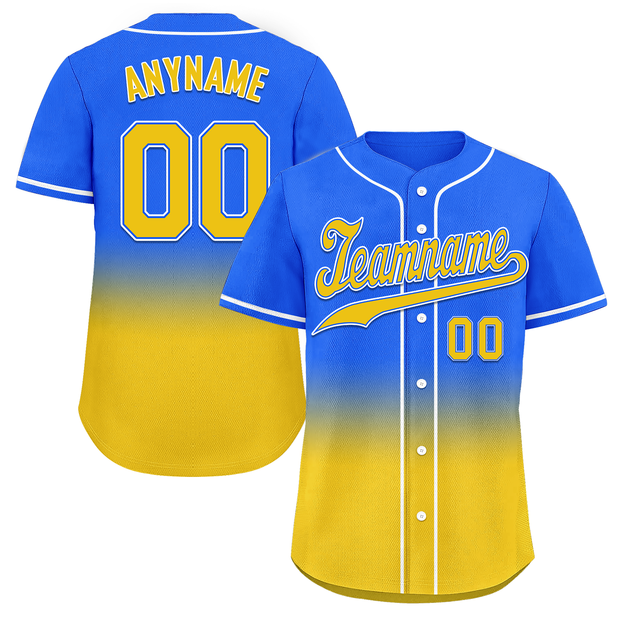 Custom Blue Yellow Fade Fashion Personalized Authentic Baseball Jersey BSBJ01-D0a70c0