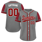 Custom Gray Red Raglan Sleeves Personalized Authentic Baseball Jersey BSBJ01-D017177