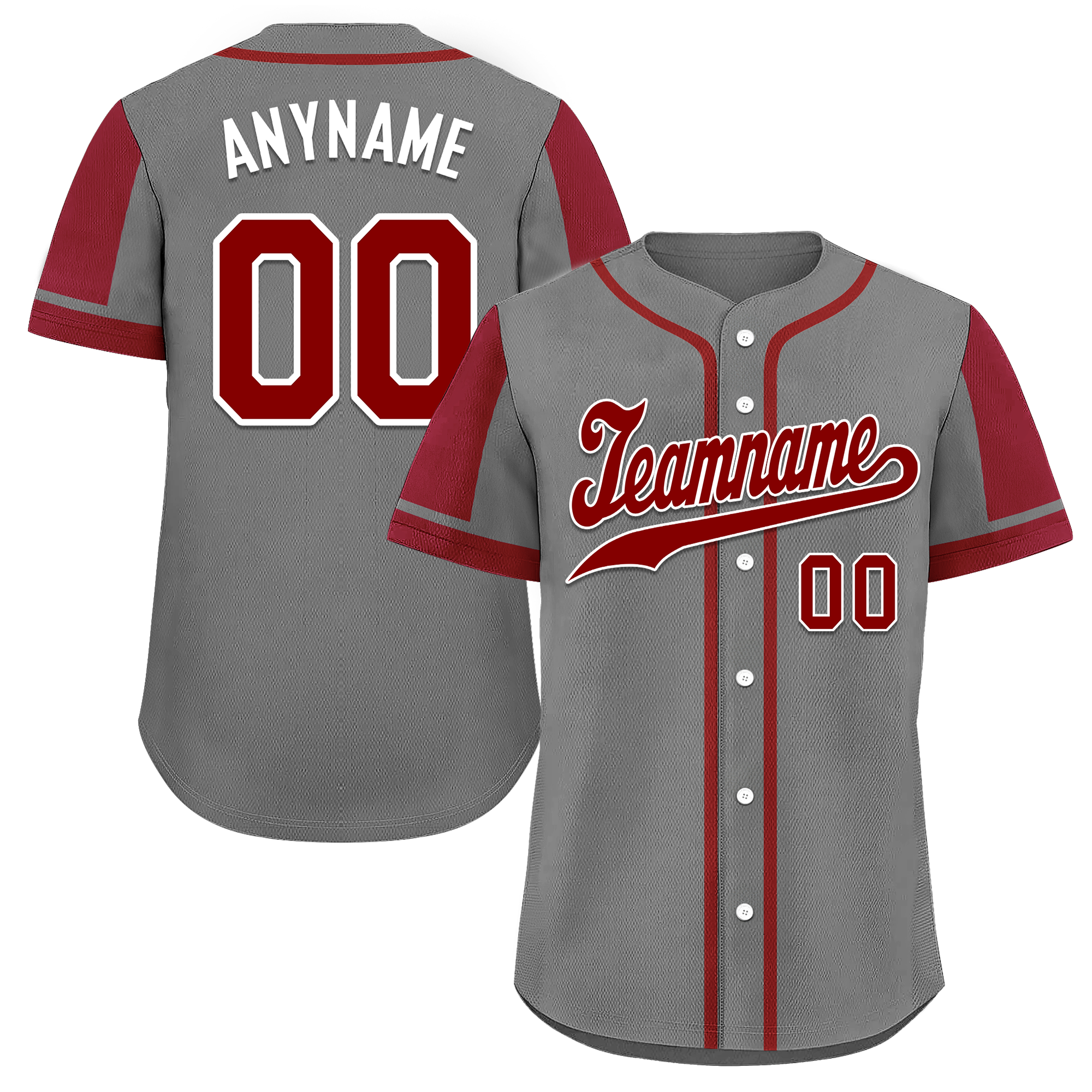 Custom Gray Red Raglan Sleeves Personalized Authentic Baseball Jersey BSBJ01-D017177