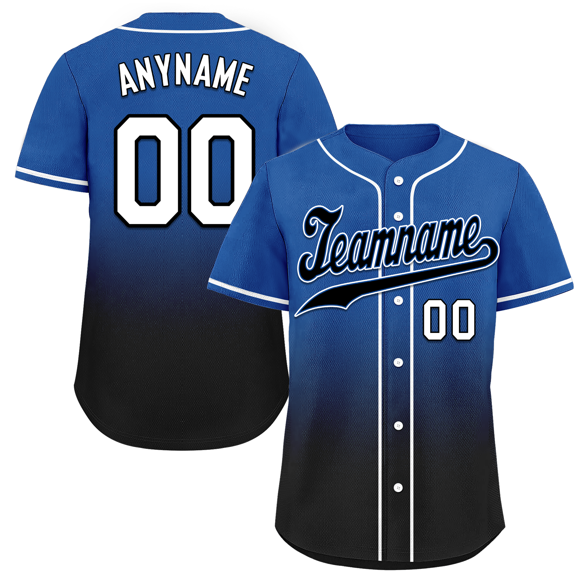 Custom Blue Black Fade Fashion Personalized Authentic Baseball Jersey BSBJ01-D0a70be