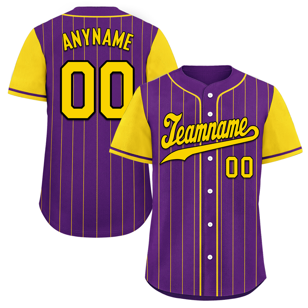 Custom Purple Gold Stripe Fashion Personalized Authentic Baseball Jersey BSBJ01-D017220