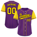 Custom Purple Gold Stripe Fashion Personalized Authentic Baseball Jersey BSBJ01-D017220
