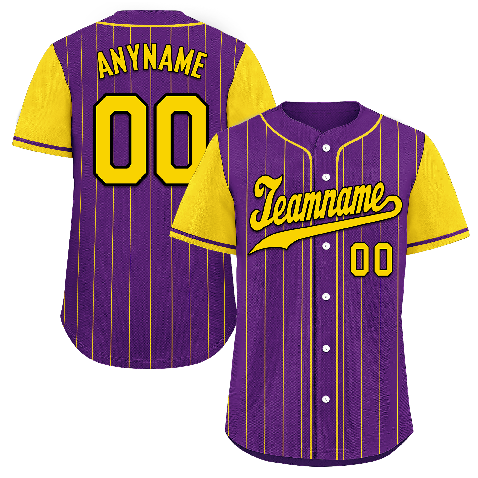 Custom Purple Gold Stripe Fashion Personalized Authentic Baseball Jersey BSBJ01-D017220