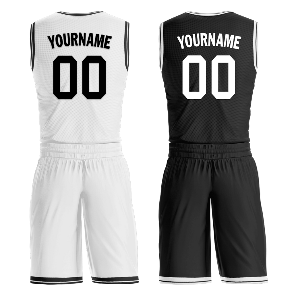 Custom White Black Classic Style Reversible Basketball Uniform Personalized Ordinary BBJR-D017008