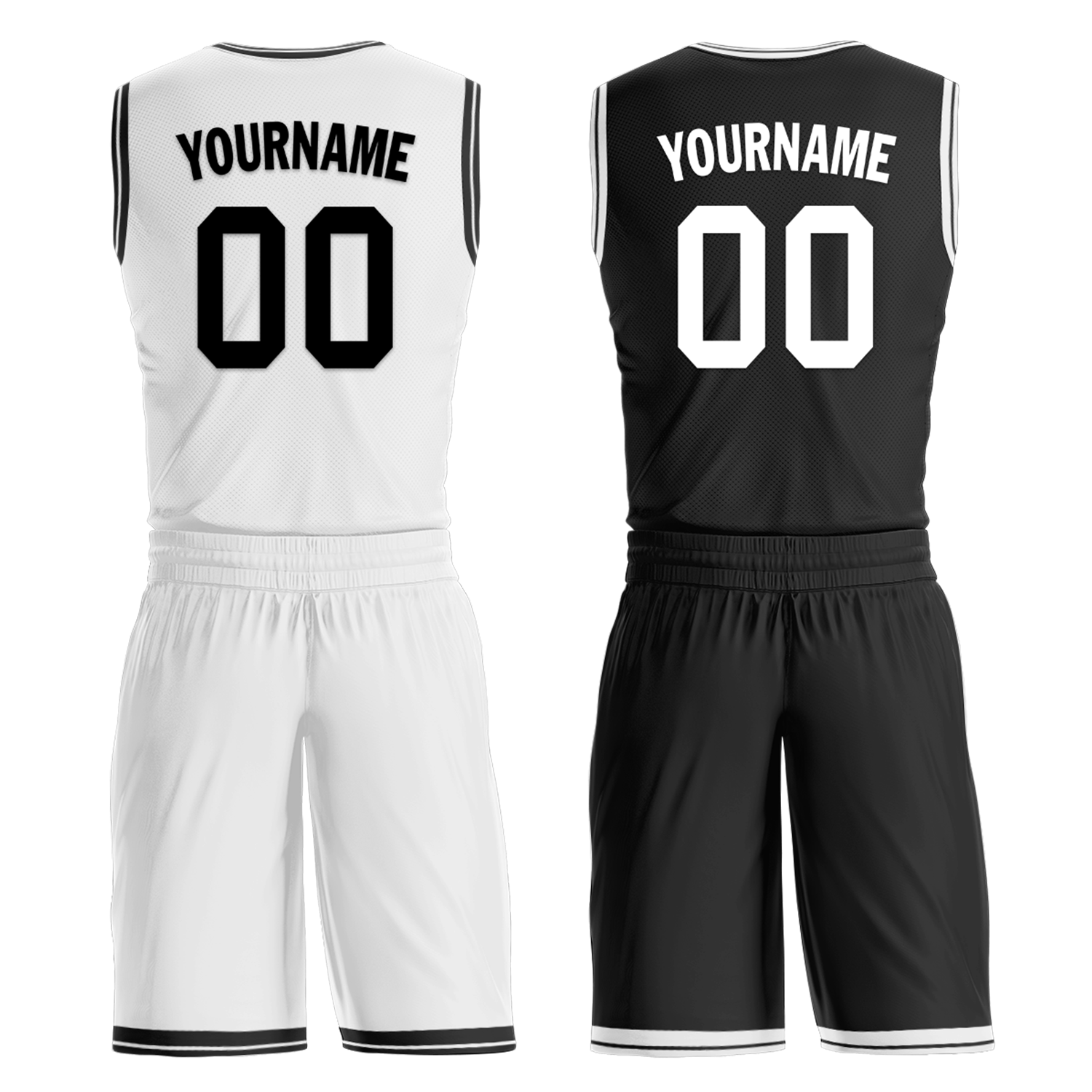 Custom White Black Classic Style Reversible Basketball Uniform Personalized Ordinary BBJR-D017008