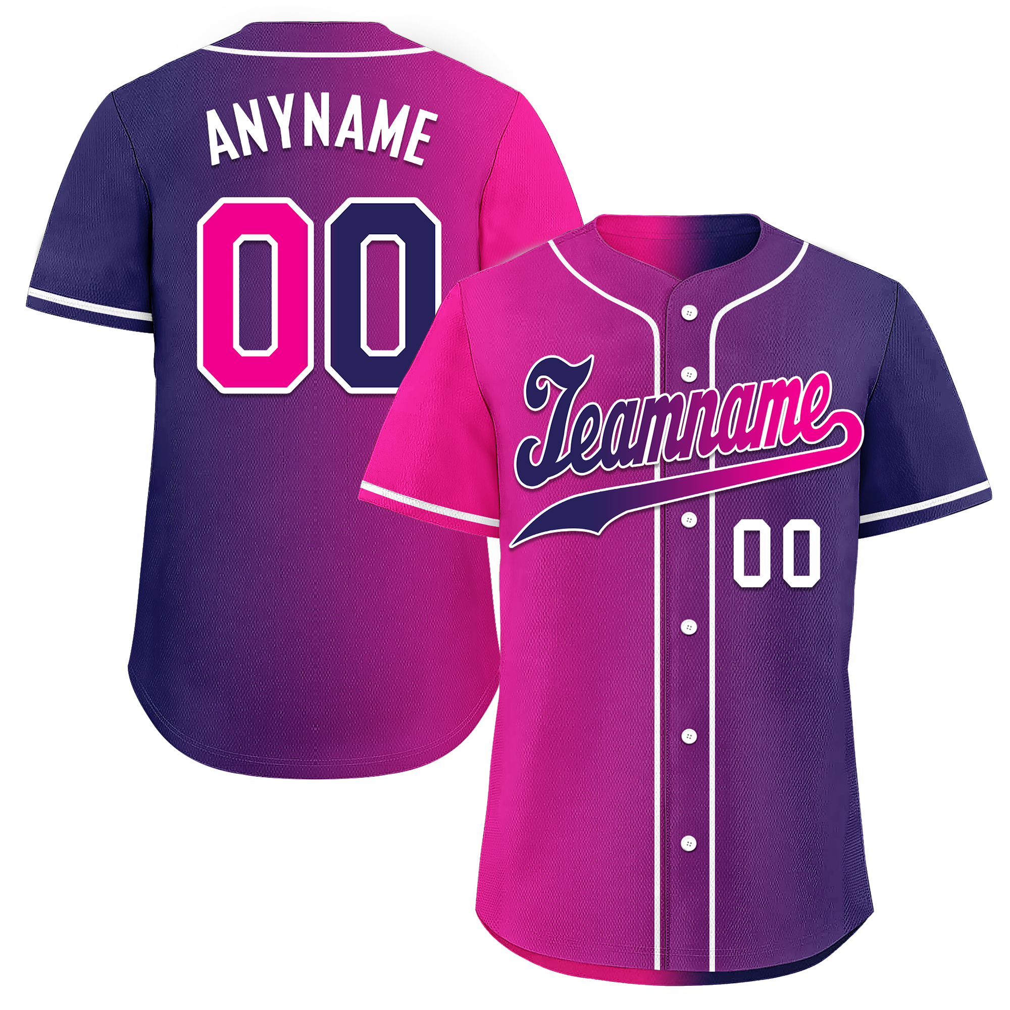 Custom Pink Blue Gradient Fashion Personalized Authentic Baseball Jersey BSBJ01-D0a7aab