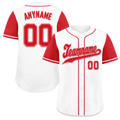 Custom White Red Raglan Sleeves Personalized Authentic Baseball Jersey BSBJ01-D020200-7