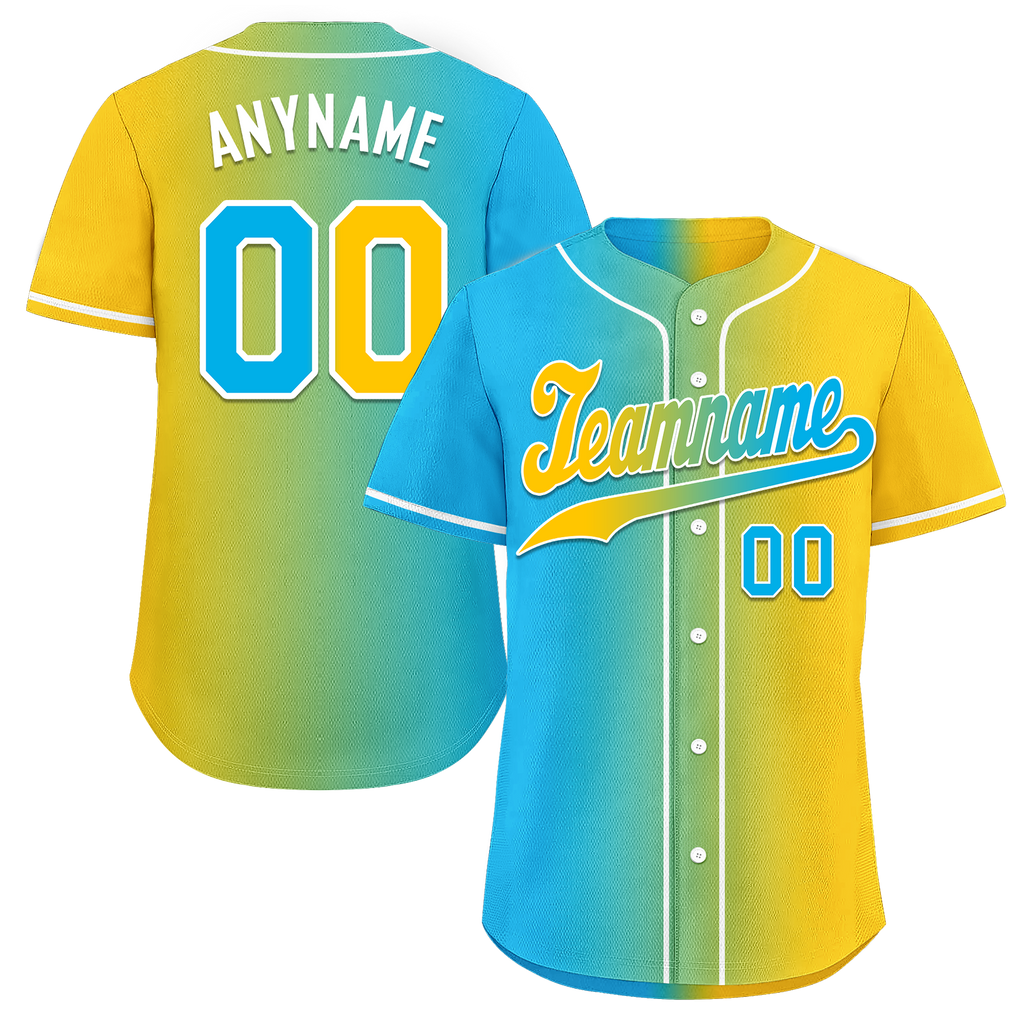 Custom Blue Yellow Gradient Fashion Personalized Authentic Baseball Jersey BSBJ01-D0a709b